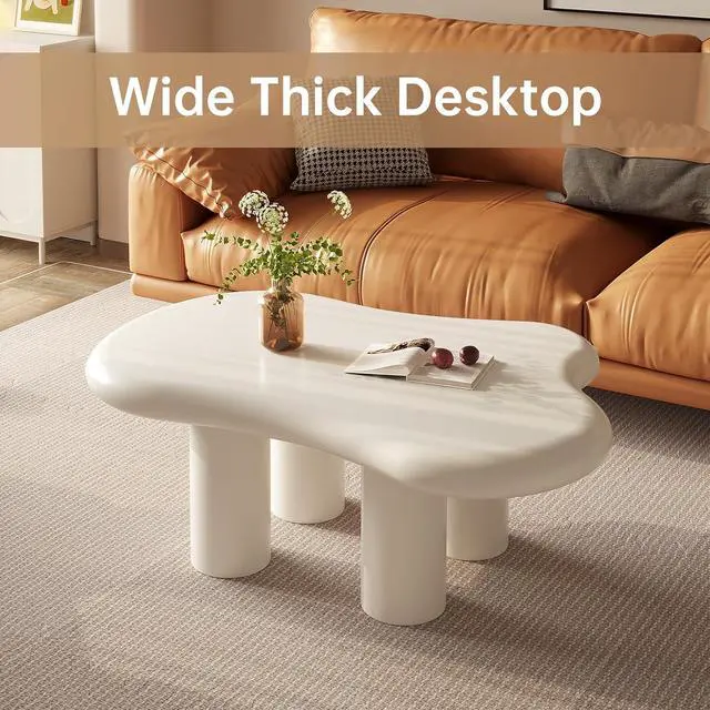 Alt view image 6 of 7 - Cloud Coffee Table, Cute White Modern Tea Table, Irregular Indoor End Table for Living Room, Free Shape with 4 Legs, 35.82 Inches