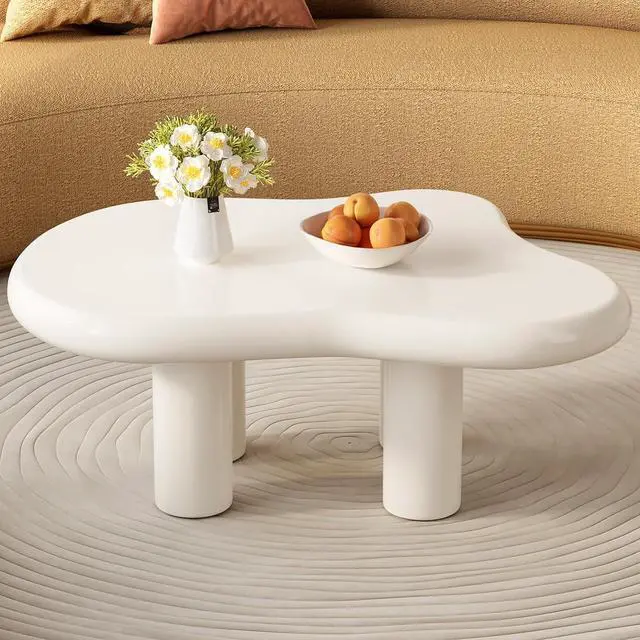 Alt view image 7 of 7 - Cloud Coffee Table, Cute White Modern Tea Table, Irregular Indoor End Table for Living Room, Free Shape with 4 Legs, 35.82 Inches