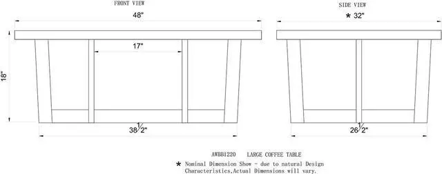 Alt view image 3 of 5 - Alaterre Furniture Berkshire Coffee Table, 48-Inch Natural Live Edge Acacia Wood, Unique Handcrafted Design, Sturdy Build with Floor Protectors, Modern Industrial Farmhouse Style Ideal for Living Room