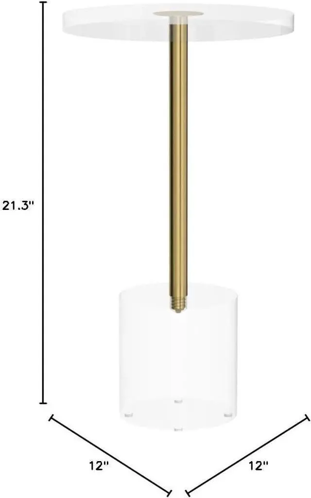 Alt view image 3 of 7 - Clear Acrylic End Table,Side Table,Brushed Brass Metal,Round,for Office, Living Room and Bedroom,Easy Assembly,12x12 inch21.3 inch high