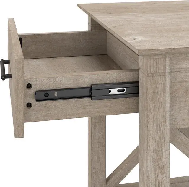 Alt view image 4 of 7 - Bush Home End Table with Drawer, Nightstand with Storage, Living Room and Bedroom Furniture, Key West Collection, Washed Gray