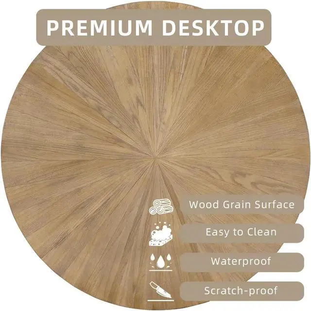 Alt view image 3 of 7 - LEEMTORIG Round Coffee Tables for Living Room, 2 Tier Solid Wood Coffee Table with Storage, Circle Coffee Table with Black Metal Legs, 33.5 x 17.8 inches, Easy Assembly, Yellowish Brown, KFZ-1338
