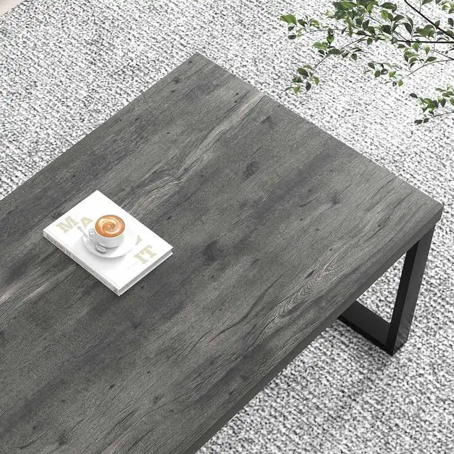 Alt view image 4 of 7 - EXCEFUR Modern Coffee Table, Rustic Wood and Metal Center Table for Living Room, Industrial Rectangle Cocktail Tea Table for Home Office, Vintage Grey, 47 Inch