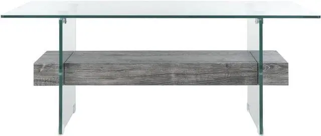Main image of Safavieh COF7004B Home Kayley Black Oak Glass Coffee Table