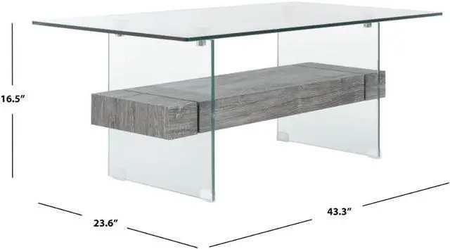 Alt view image 3 of 3 - Safavieh COF7004B Home Kayley Black Oak Glass Coffee Table