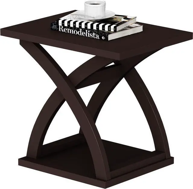 Main image of ChooChoo End Side Table, Modern End Table with Storage Shelf, X-Design Side Table Living Room(Espresso)