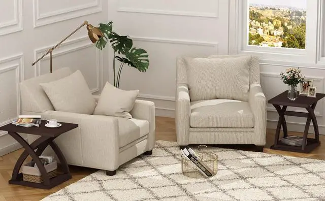 Alt view image 7 of 7 - ChooChoo End Side Table, Modern End Table with Storage Shelf, X-Design Side Table Living Room(Espresso)