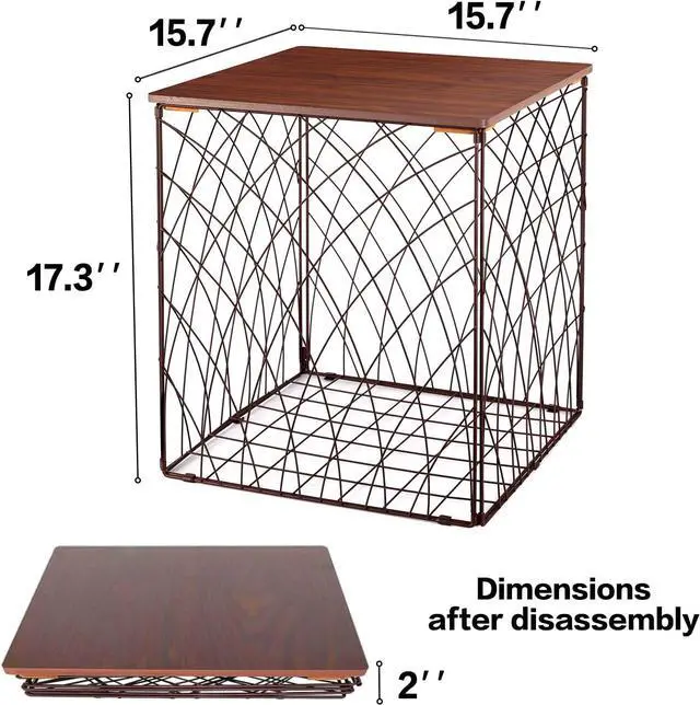 Alt view image 3 of 7 - Small Coffee Table Storage, Square End Tables Blanket Basket with Lid for Living Room Folding Storage Side Table 1 Pack