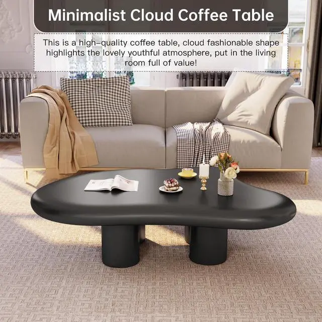 Alt view image 3 of 7 - Cloud Coffee Table, Cute End Table, Modern Coffee Table, Black Cartoon Coffee Table, Irregular Indoor Tea Table for Living Room with 4 Legs, 35.82"