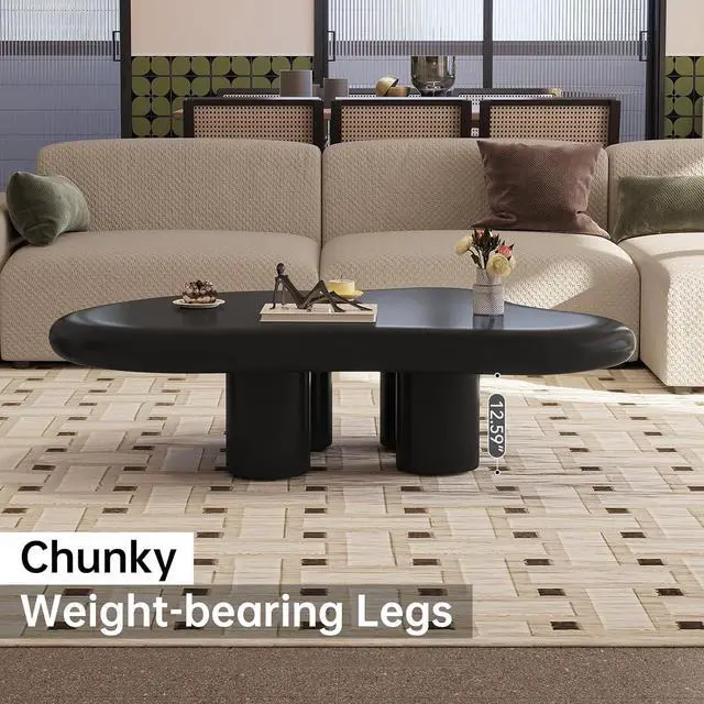 Alt view image 5 of 7 - Cloud Coffee Table, Cute End Table, Modern Coffee Table, Black Cartoon Coffee Table, Irregular Indoor Tea Table for Living Room with 4 Legs, 35.82"