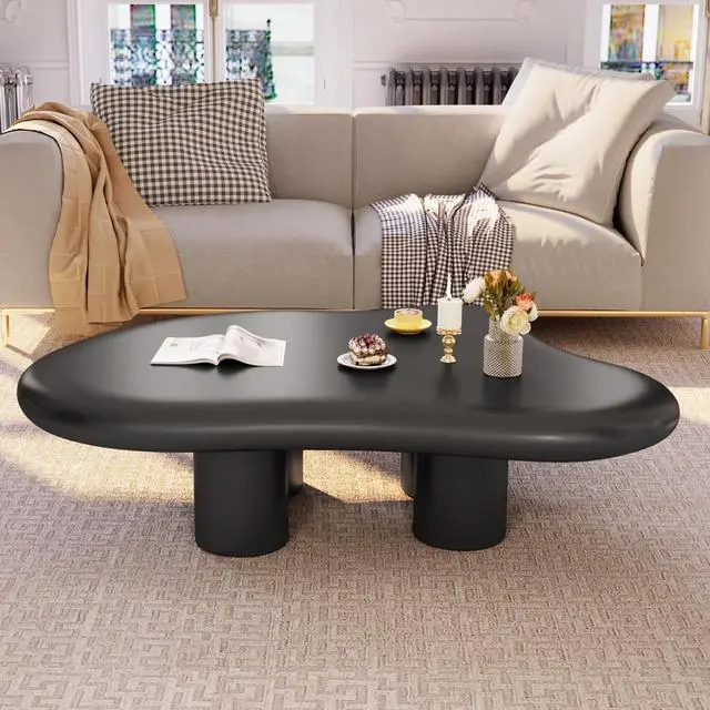 Alt view image 7 of 7 - Cloud Coffee Table, Cute End Table, Modern Coffee Table, Black Cartoon Coffee Table, Irregular Indoor Tea Table for Living Room with 4 Legs, 35.82"