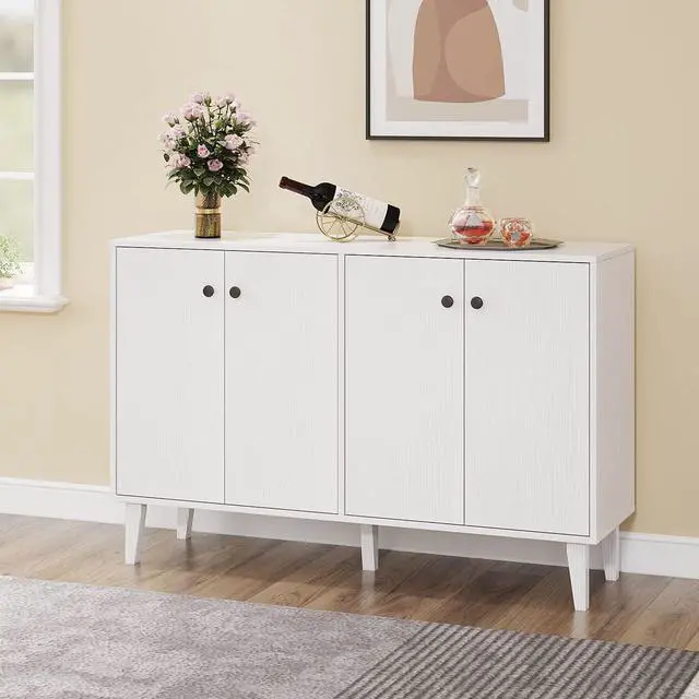 Main image of Panana Sideboard Buffet Cabinet Kitchen Storage Cabinet Living Room 4 Doors Console Table (White)