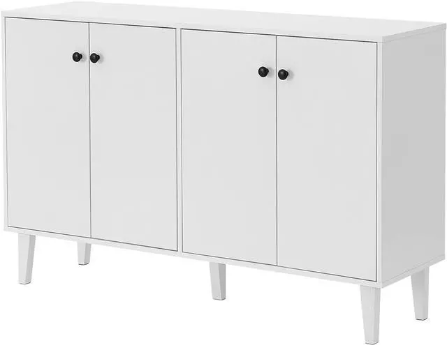 Alt view image 3 of 7 - Panana Sideboard Buffet Cabinet Kitchen Storage Cabinet Living Room 4 Doors Console Table (White)
