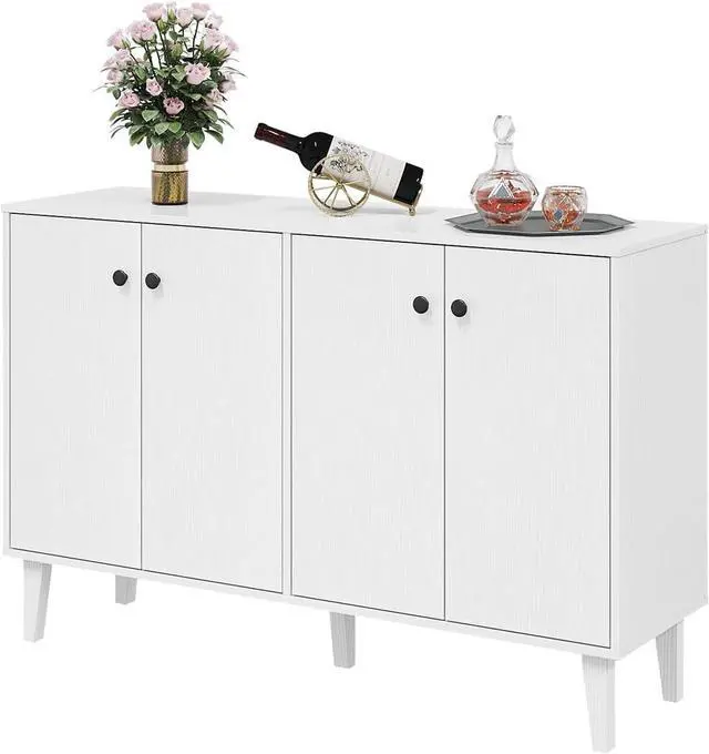Alt view image 5 of 7 - Panana Sideboard Buffet Cabinet Kitchen Storage Cabinet Living Room 4 Doors Console Table (White)