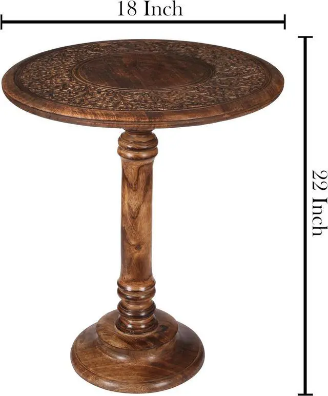 Alt view image 2 of 7 - Goroly Home Coffee Table Pillar, Small End Table Nightstand Bedside Table for Living Room, Magazines, Books & Plants - 18x22 Inch - Antique Burnt