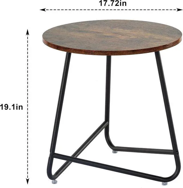 Alt view image 2 of 7 - Small Round Side End Table,Modern Coffee Table,Metal Nightstand for Living Room,Bedroom,Office,Indoor & Outdoor(Brown)