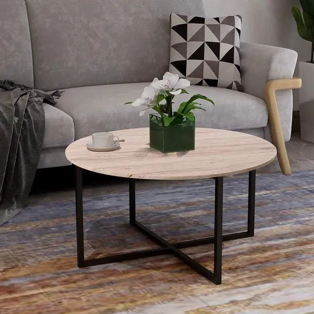 Alt view image 3 of 7 - HOMERECOMMEND Round Coffee Table Kitchen Dining Table Modern Tea Table Office Conference Pedestal Desk Computer Study Desk White/Black