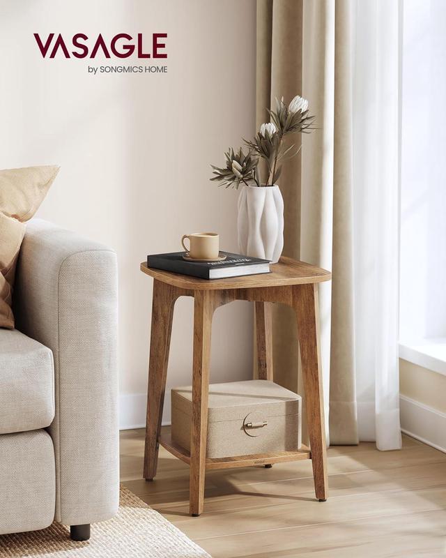 Alt view image 2 of 6 - VASAGLE Side Table, Small Square End Table with Lower Shelf, Nightstand for Small Spaces, Living Room, Bedroom, Honey Brown ULET236K01