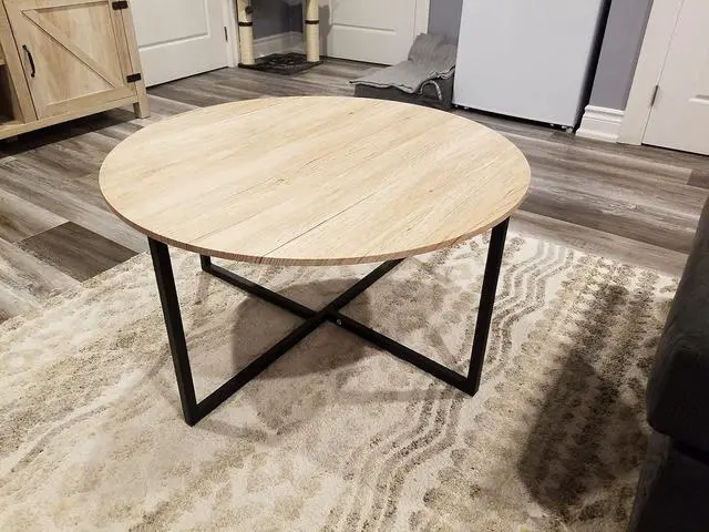 Alt view image 7 of 7 - HOMERECOMMEND Round Coffee Table Kitchen Dining Table Modern Tea Table Office Conference Pedestal Desk Computer Study Desk White/Black