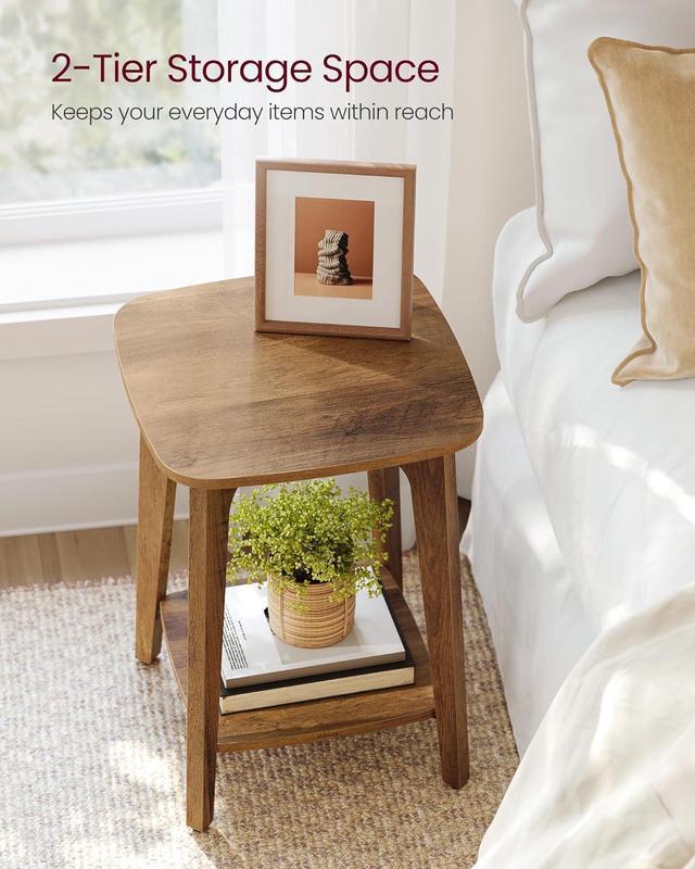 Alt view image 4 of 6 - VASAGLE Side Table, Small Square End Table with Lower Shelf, Nightstand for Small Spaces, Living Room, Bedroom, Honey Brown ULET236K01