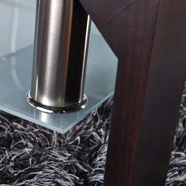 Alt view image 7 of 7 - Rectangle Glass Coffee Table-Walnut Modern Side Coffee Table with Lower Shelf, Metal Legs-Suit for Living Room