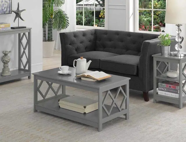 Alt view image 2 of 5 - Convenience Concepts Diamond Coffee Table, Gray