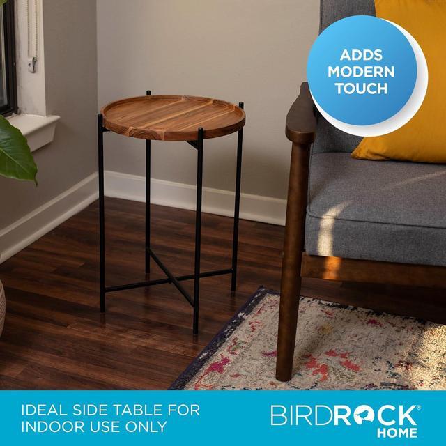 Alt view image 5 of 7 - BIRDROCK HOME Folding Side Table with Removable Wood Tray - Modern Accent, Foldable End Table for Living Room, Bedroom - Portable Serving Tray for Decoration, Coffee, Drinks & Food - Natural Acacia