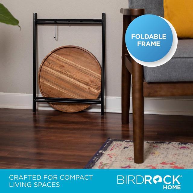 Alt view image 7 of 7 - BIRDROCK HOME Folding Side Table with Removable Wood Tray - Modern Accent, Foldable End Table for Living Room, Bedroom - Portable Serving Tray for Decoration, Coffee, Drinks & Food - Natural Acacia