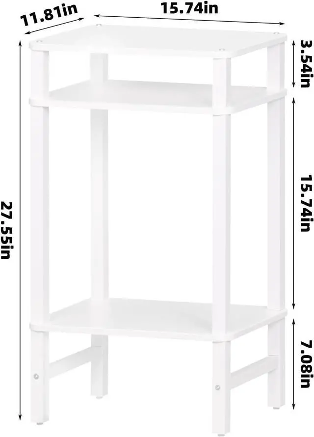 Alt view image 3 of 7 - 28in Tall Side Table 3-Tier Small Narrow End Table for Couch, Skinny Nightstand for Small Space, Farmhouse Slim Night Stand with Storage, Wooden Frame Thin Bedside Table, for Living Room, White