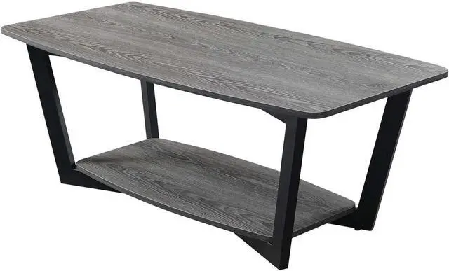Main image of Convenience Concepts Graystone Coffee Table, Weathered Gray / Black Frame