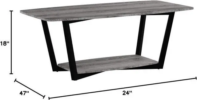 Alt view image 3 of 5 - Convenience Concepts Graystone Coffee Table, Weathered Gray / Black Frame