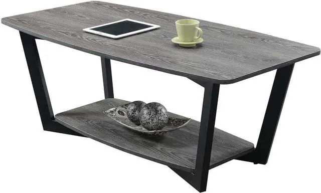 Alt view image 4 of 5 - Convenience Concepts Graystone Coffee Table, Weathered Gray / Black Frame