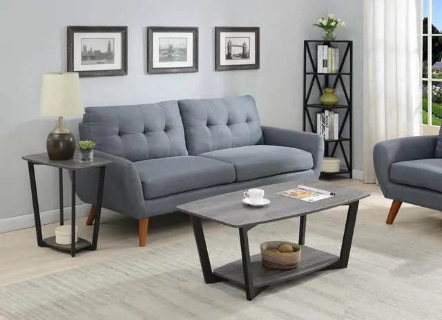 Alt view image 2 of 5 - Convenience Concepts Graystone Coffee Table, Weathered Gray / Black Frame