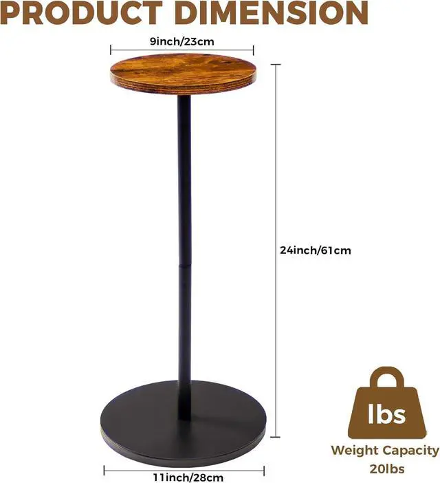 Alt view image 3 of 7 - Small Drink Table For Small Spaces Pedestal Side Table Martini Table Cocktail Table Small Side Table Small End Table Small Round Side Table Small Accent Table Tiny Table Stand For Living Room Bedroom