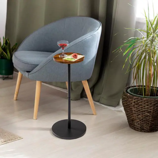 Alt view image 2 of 7 - Small Drink Table For Small Spaces Pedestal Side Table Martini Table Cocktail Table Small Side Table Small End Table Small Round Side Table Small Accent Table Tiny Table Stand For Living Room Bedroom