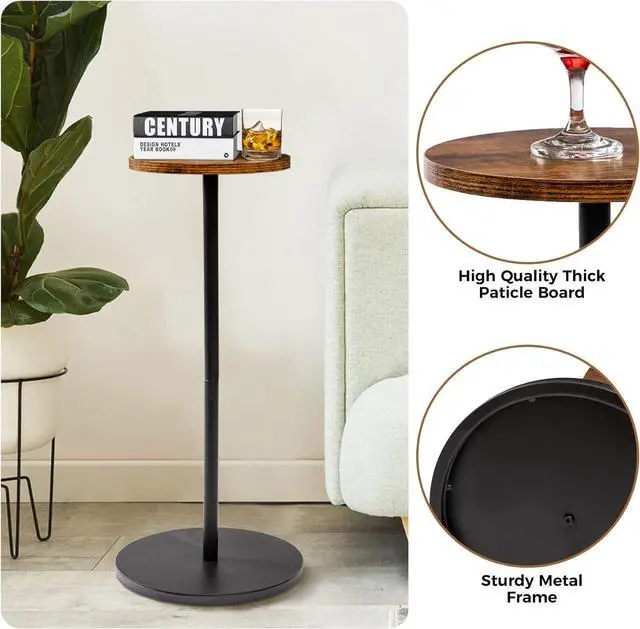 Alt view image 5 of 7 - Small Drink Table For Small Spaces Pedestal Side Table Martini Table Cocktail Table Small Side Table Small End Table Small Round Side Table Small Accent Table Tiny Table Stand For Living Room Bedroom