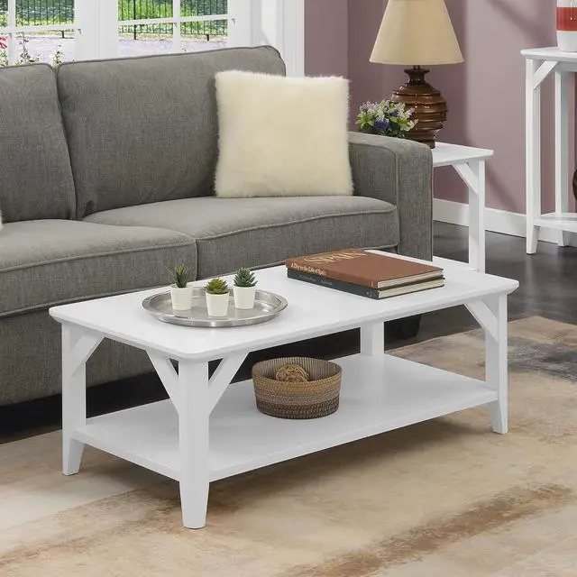 Alt view image 2 of 7 - Convenience Concepts Winston Coffee Table with Shelf, White