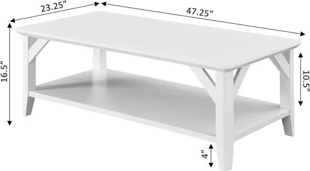 Alt view image 3 of 7 - Convenience Concepts Winston Coffee Table with Shelf, White