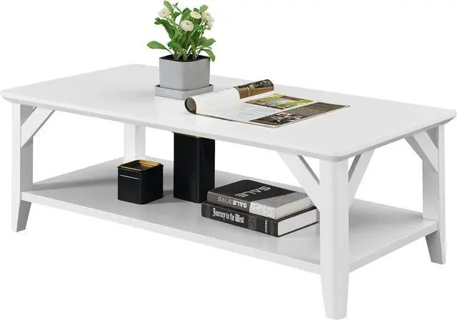 Alt view image 4 of 7 - Convenience Concepts Winston Coffee Table with Shelf, White