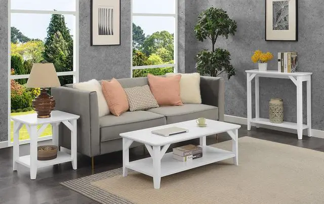 Alt view image 7 of 7 - Convenience Concepts Winston Coffee Table with Shelf, White