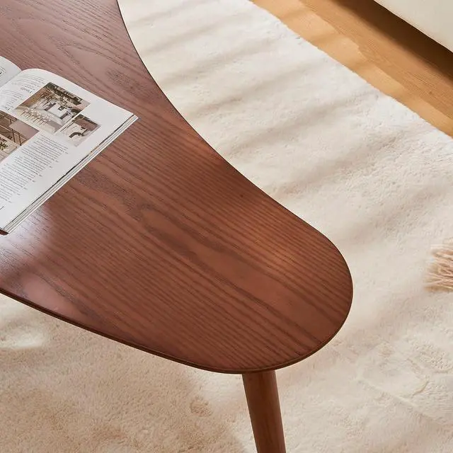 Alt view image 6 of 6 - Solid Wood Table Desk, Coffee Table End Table Round for Kitchen Dining Room, Living Room, Bedroom and Restaurant, 4 Legs Removable-Walnut