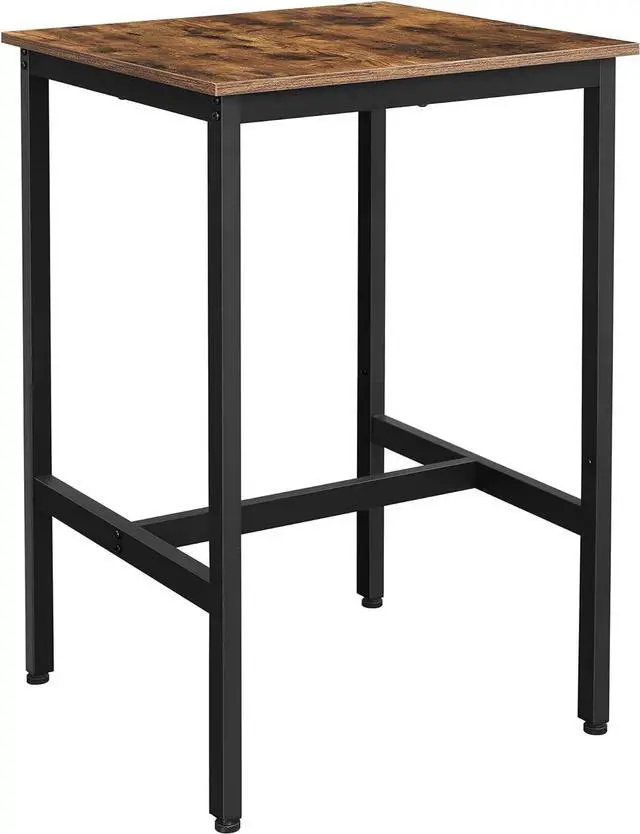 Main image of VASAGLE Bar Table, Small Kitchen Dining Table, High Top Pub Table, Bar Height Cocktail Table for Living Room Party, Sturdy Metal, 23.6 x 23.6 x 35.4 Inches for Narrow Spaces, Rustic Brown and Black
