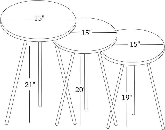 Alt view image 2 of 7 - Set of 3 Nesting END Tables - Round Stacking Coffee Side Tables for Small Spaces, Nightstand Bedside Table for Living Room, Bedroom, Living Room, Balcony, NO-TOOLS ASSEMBLY (Brown Marble/Gold)