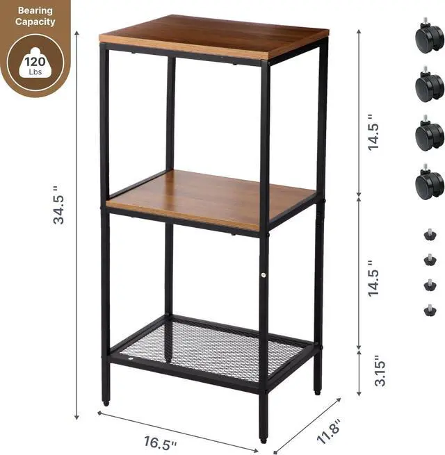 Alt view image 2 of 7 - Coffee Cart, Microwave Cart, 3 Tier Rolling Kitchen Utility cart, Coffee Stand Station,Microwave Stand on Wheels,Corner Bar Cabinet for Small Spaces, Barkers Rack & Home Bar for Entryway
