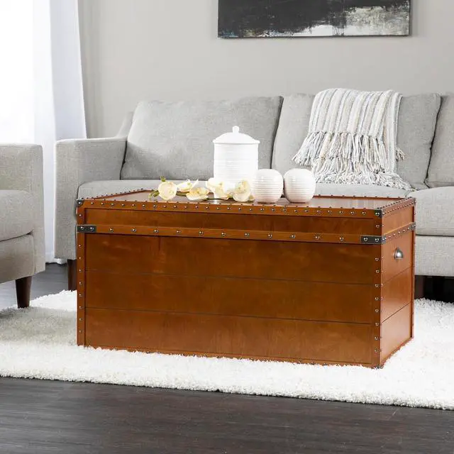 Alt view image 2 of 7 - SEI Furniture Steamer Trunk Coffee Table, Brown