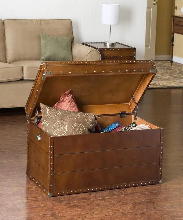 Alt view image 7 of 7 - SEI Furniture Steamer Trunk Coffee Table, Brown