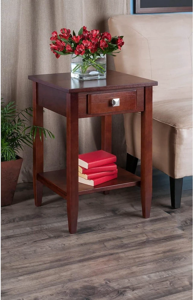 Alt view image 2 of 3 - Winsome Richmond 25.98 x 17.95 x 18.68-Inch Wood End Table Tapered Leg, Antique Walnut (94118)