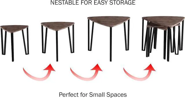 Alt view image 5 of 7 - LAVISH HOME Nesting Set of 3, Modern Woodgrain Look for Living Room Coffee Tables or Nightstands-Contemporary Accent Decor Furniture