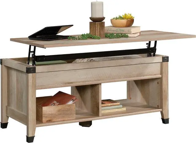 Main image of Sauder Carson Forge Rustic Lift Top Coffee Storage Industrial Living Room Table, L: 43.15" x W: 19.45" x H: 18.98", Lintel Oak Finish