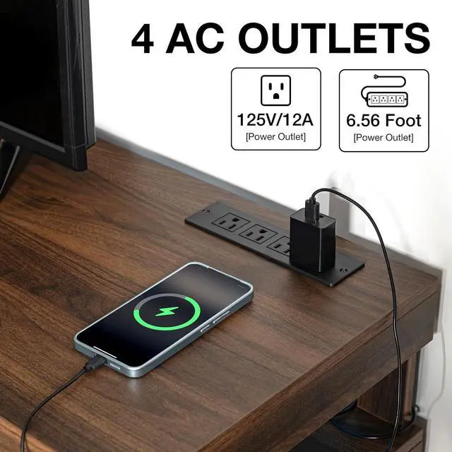 Alt view image 7 of 7 - HOMMPA LED Lift Top Coffee Table and TV Stand Set of 2,Modern LED Entertainment Center with Power Outlets for up to 70" TV, Coffee Table with Hidden Compartment & 2 Open Shelve Walnut